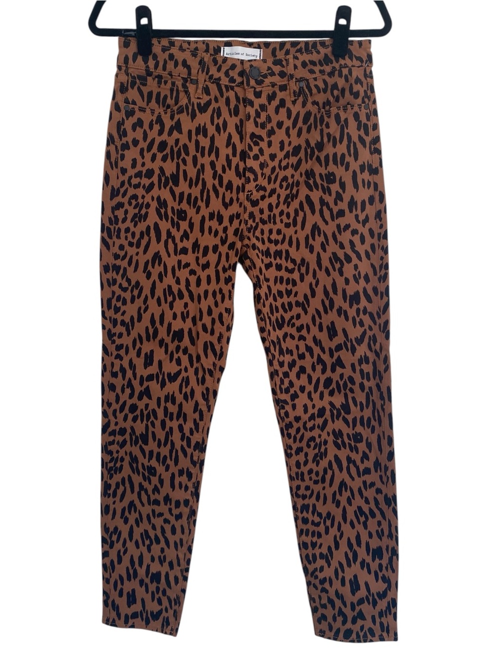 Articles of Society Heather High Rise Leopard Print Ankle Skinny Jeans 29
